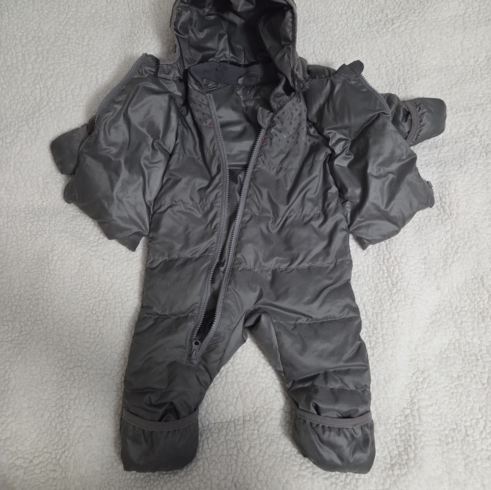 Onekid Car Seat Coat 3-6 Mo, Road Coat Snow Suit, Removable Hood, Anti-slip Dot